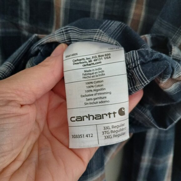 Carhartt Plaid Flannel Button Up Relaxed Fit Workwear Grunge Streetwear Mens 3XL - Picture 5 of 6